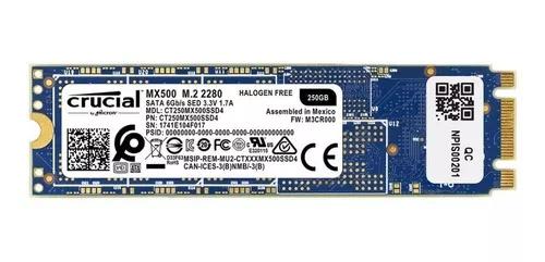 Ssd M.2 Crucial Mx500 250gb Hd M2 Sata 2280 Ct250mx500s 12x