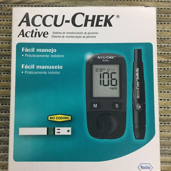 kit monitor accu-check active controle de glicemia.