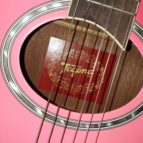 violão acústico rosa