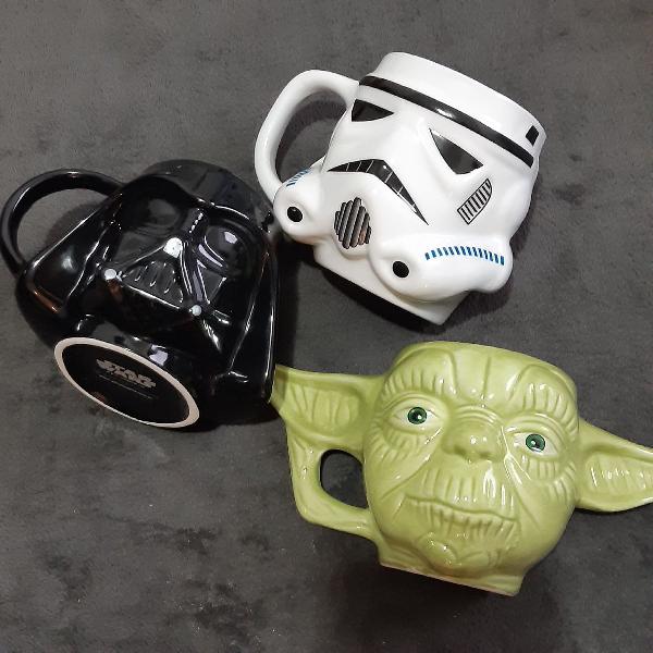 1 caneca star wars yoda vader trooper