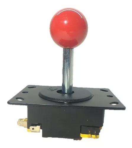 2 Controles Comando Fliperama Arcade Com Baltop Vermelho