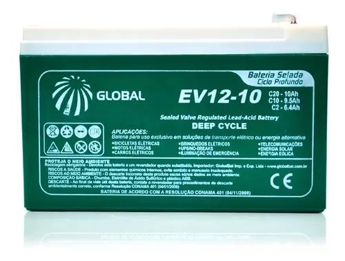 Bateria Gel Selada 12v 10ah Global - Ciclo Profundo Ev12-10