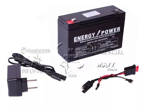 Kit Bateria 6v 12ah + Carregador + Chicote-moto Elétrica