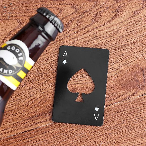 abridor garrafa em formato carta preto espada baralho poker