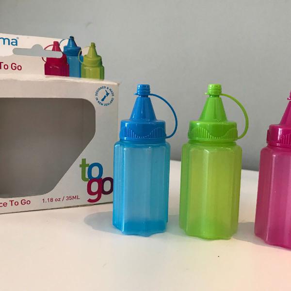 bpa free - kit de molhos para picnic e para sua casa -