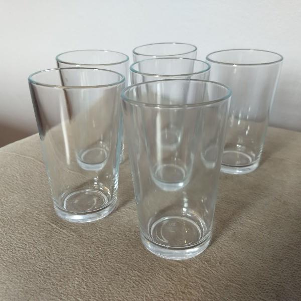 conjunto de 6 copos de vidro de 250ml cada