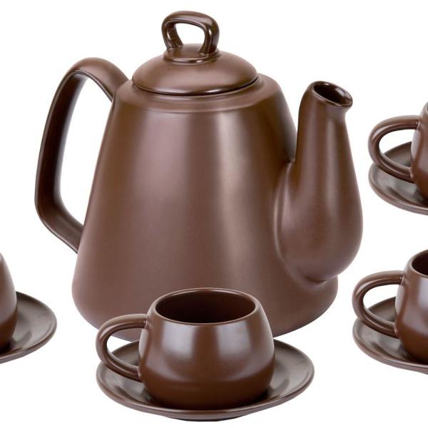 conjunto para café tropeiro 9 peças ceraflame chocolate