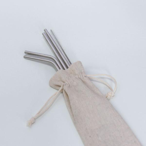kit canudos reutilizaveis de inox