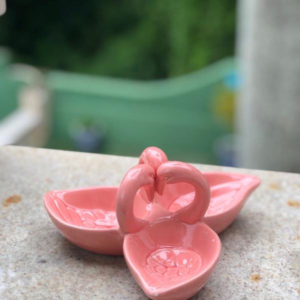 petisqueira flamingo rosa porcelana