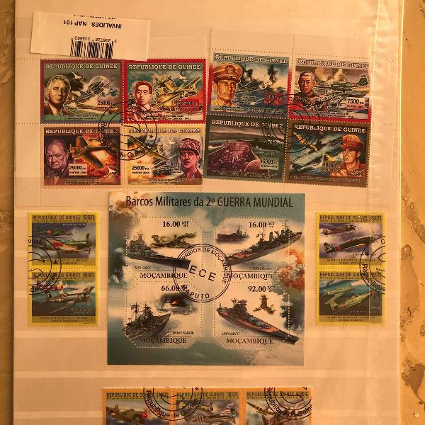 selos para colecionador aviões/barcos segunda guerra