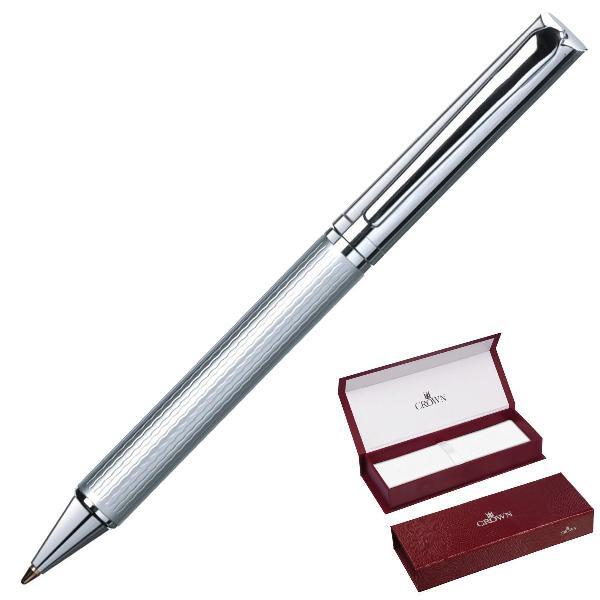 caneta crown esferográfica de luxo lumini prateada original