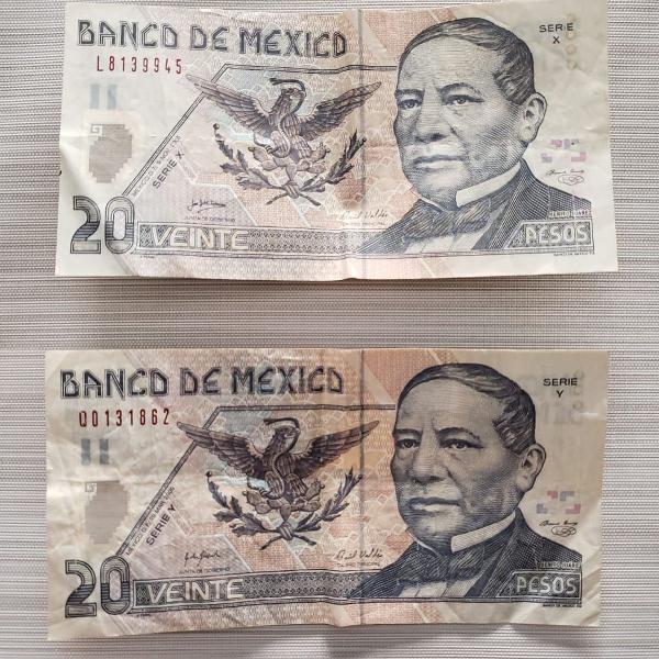 cédulas banco do méxico 20 pesos série y e x para