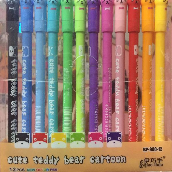 conjunto de 12 canetas coloridas de gatinho !