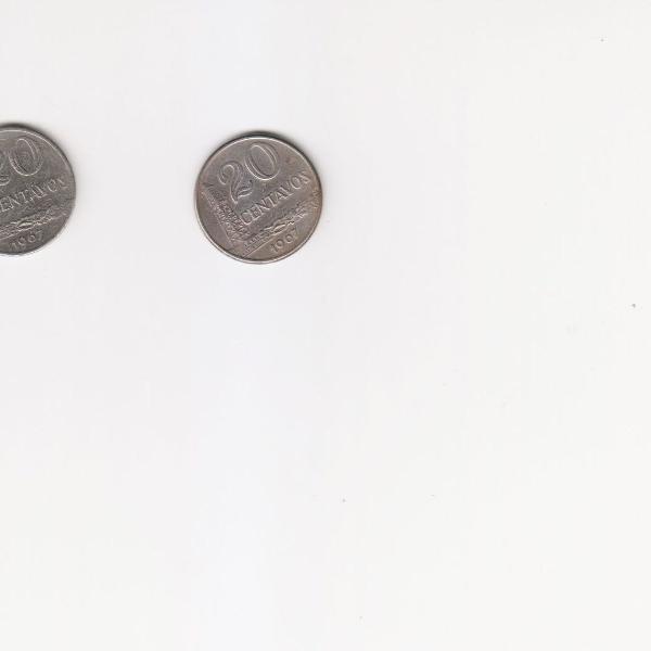 dinheiro para colecionadores, 02 moedas de 20 centavos 1947