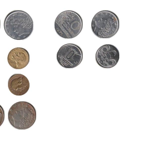 dinheiro para colecionadores 06 moedas de 10 centavos anos