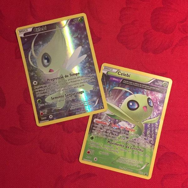 kit 2 cartas pokemon full art básico celebi promo