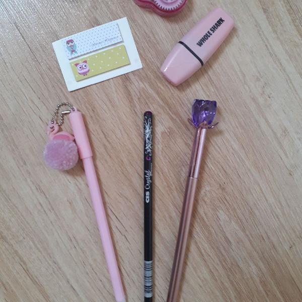 kit canetas rosa