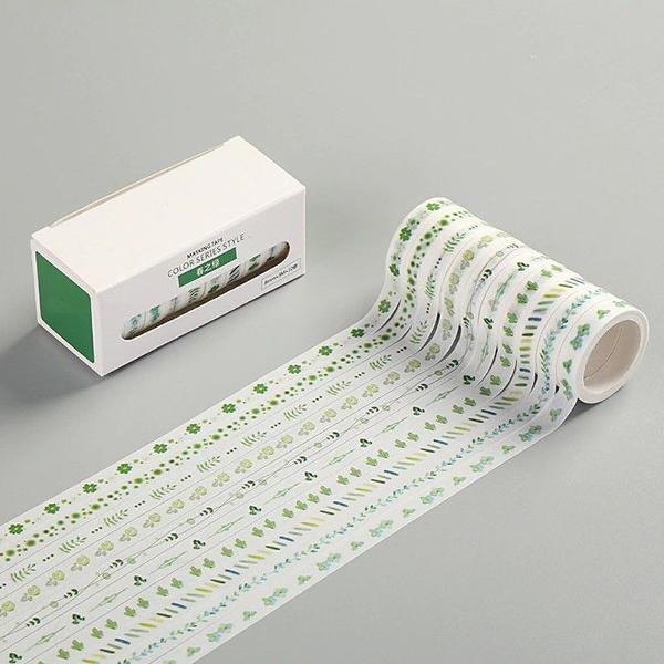 kit com 10 washi tapes verde