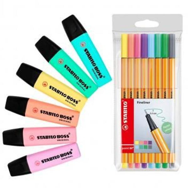 kit marca texto stabilo caneta pastel cores boss tons