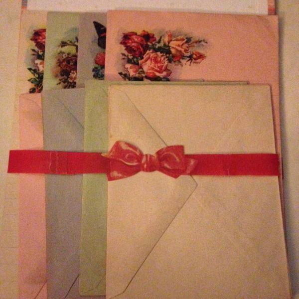 kit vintage autêntico de papéis de carta e envelopes