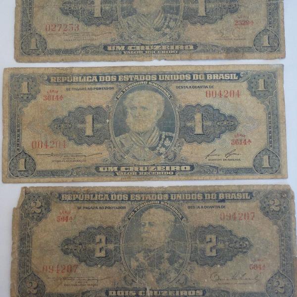 lote com 3 cédulas república do brasil