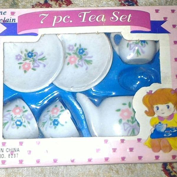 mini jogo de chá de porcelana (para decoração)