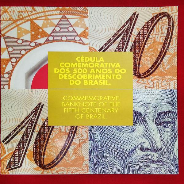 older cédula 10 reais comemorativa dos 500 anos do brasil