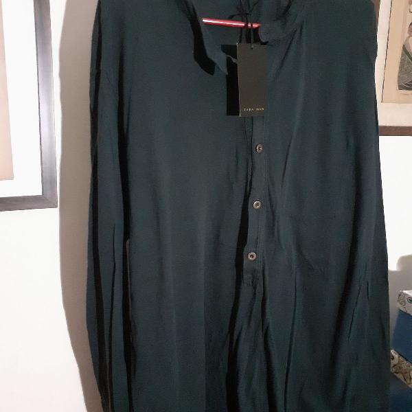 camiseta italiani Zara algodao leve preta direto de roma