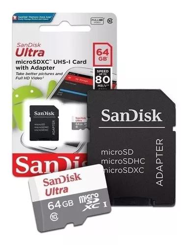 Cartão Micro Sd 64gb Ultra Classe10 Sandisk Original 80mb/s