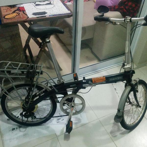 bicicleta dobrável dahon eco c7 com bagageiro cicloturismo