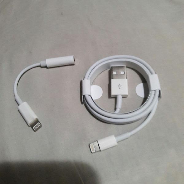 cabo usb iphone e conector fone