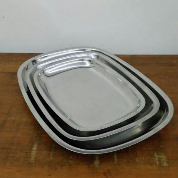 3 travessas inox vintage