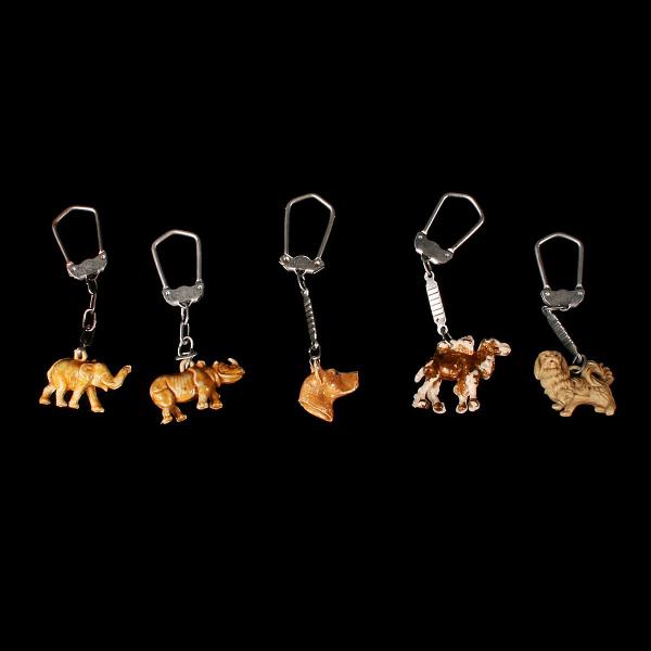 5 Chaveiros Em Resina Representando Animais