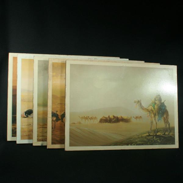5 gravuras com cenas de beduínos no deserto