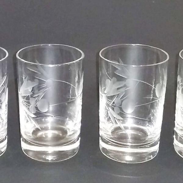 6 antigos copos de shot em demi cristal