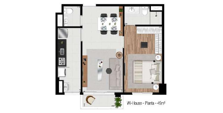 Locação Mobiliado 49 m² com 1 suite Alphaville Centro