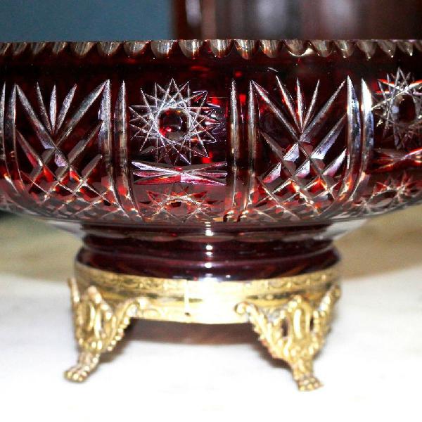 centro de mesa de cristal double rubi