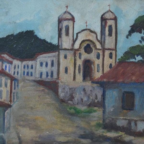 mario zanini. igreja. óleo sobre tela