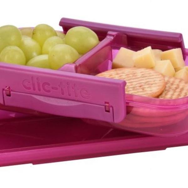 marmita lunch box bento clic-tite 430ml snack rosa divisoria