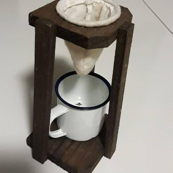 mini coador de café com suporte