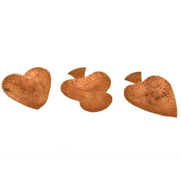 mini petisqueiras representando nipes do baralho em cobre