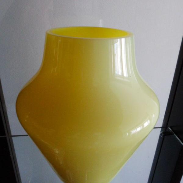 vaso francês cristal sèvres amarelo - impecável
