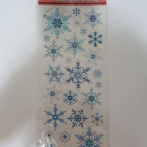 Cartela de adesivos Luxo de Glitter - Flocos de Neve