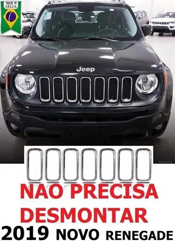 Grade Cromada Renegade Jeep Arcos Friso Moldura 2019 Pcd
