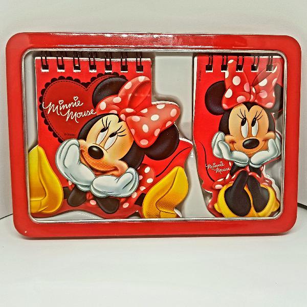 Kit Bloco De Notas Disney Minnie Mouse C/ Caixa Em Aluminio