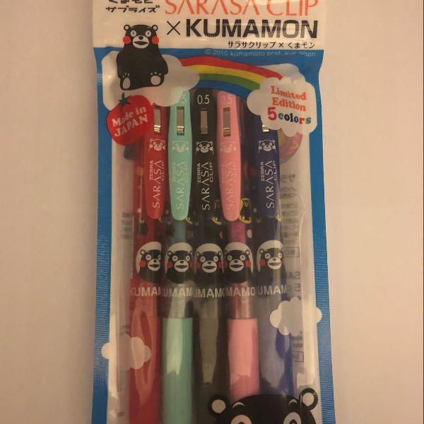 conjunto canetas sarasa edição limitada kumamon