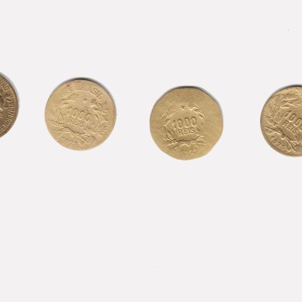 dinheiro antigo para colecionadores, 4 moedas de 1000 réis
