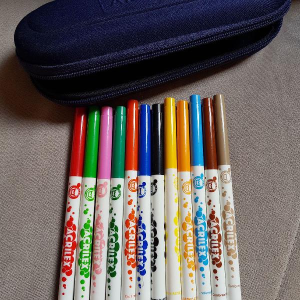 estojo duro com canetinhas coloridas - Acrilex