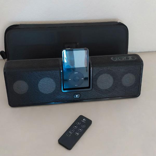 iPod 30gb + caixa som Logitech para iPhone e ipod