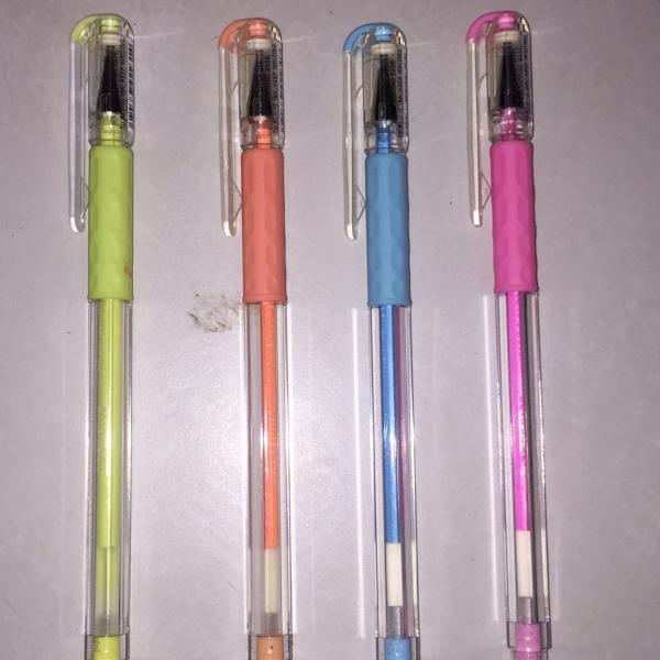 kit 4 canetas em gel neon